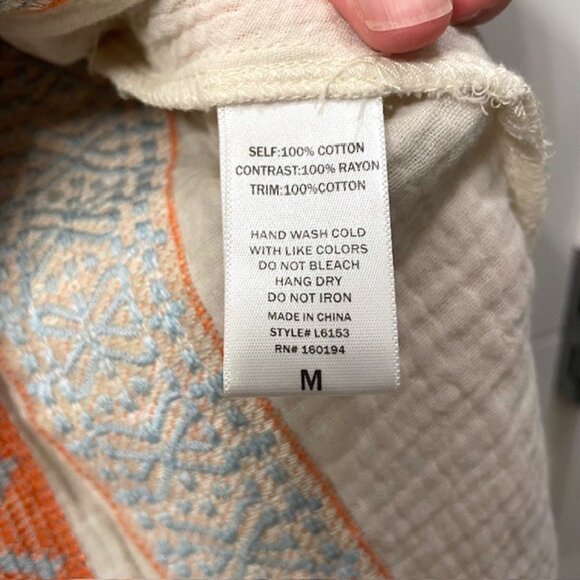 By Together Embroidered Avalon Long Sleeve Oversized Top Cotton Medium Boho - Picture 13 of 16